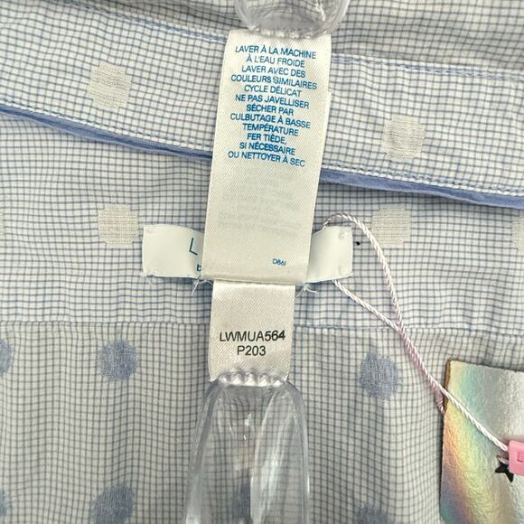 Lizwear Polka Dot Button Front Shirt Women's Size S Light Blue Casual - Picture 7 of 7